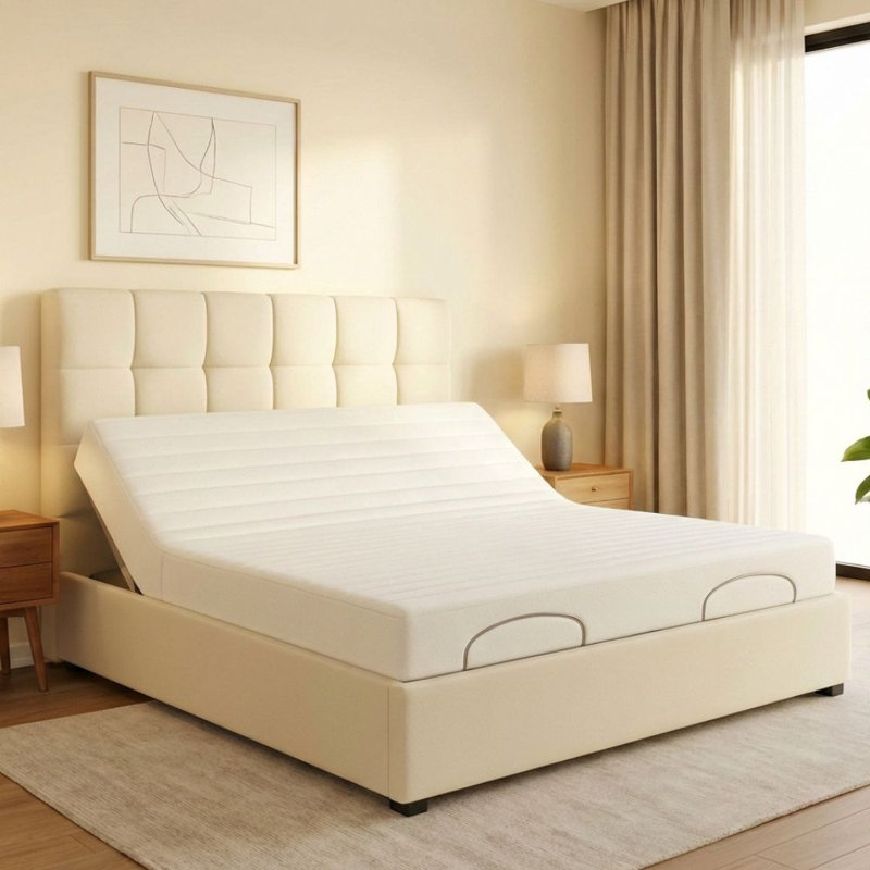 Upholstered Bed, Plush Cream, Double (4ft6): 140 cm x 209 cm
