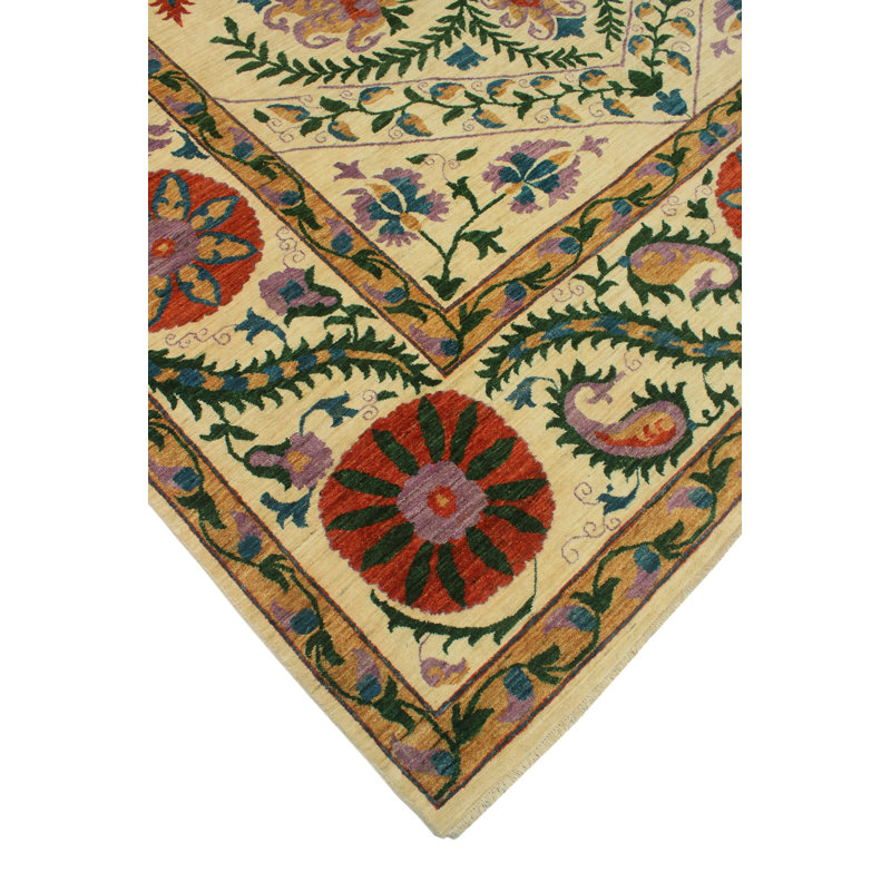 Abrego One-of-a-Kind 9'2" X 12'4" Wool Area Rug in Ivory