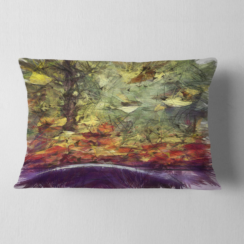 Coussin lombaire à imprimé abstrait paysage d'automne