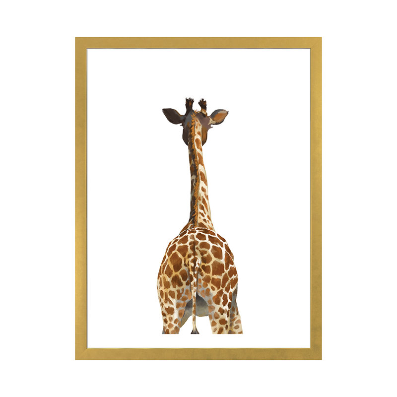 Art girafe bout à bout, H 32 po x l 24 po x P 1 po, Papier encadré doré