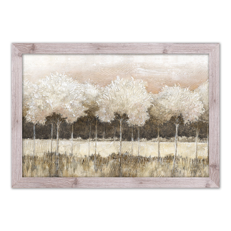 Paysage d'arbre neutre - Peinture, H 24 po x l 36 po x P 0,75 po, Cadre photo blanc en acrylique