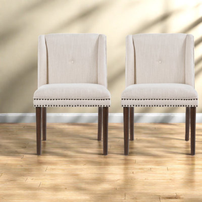 Ensemble de 2 chaises de salle à manger modernes en bois beige pour petite cuisine