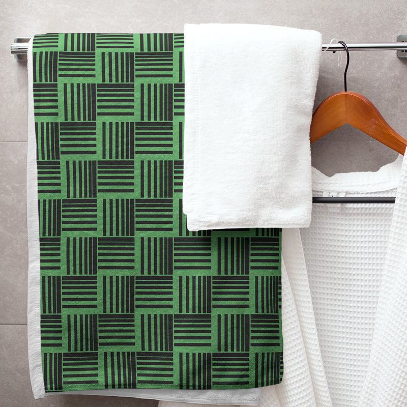 Jaya Bath Towel, Dark Green/Black