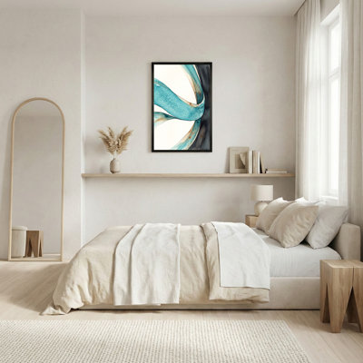Art mural sur toile abstrait rouille sarcelle et gris anthracite