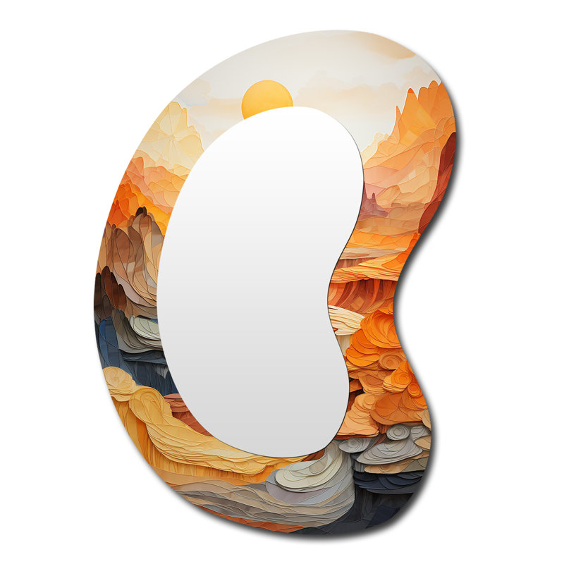 Ervehe Bold Landscape Canyon Desert II - miroir de forme unique Canyon, miroir mural décoratif à forme libre orange, impression d'art en métal