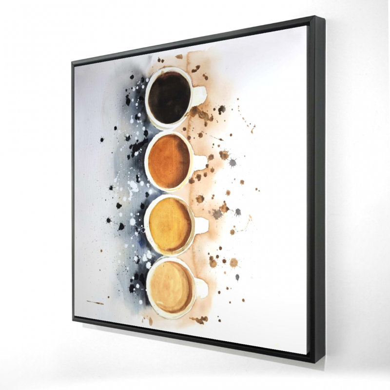«Quatre tasses de café avec éclaboussures de peinture»