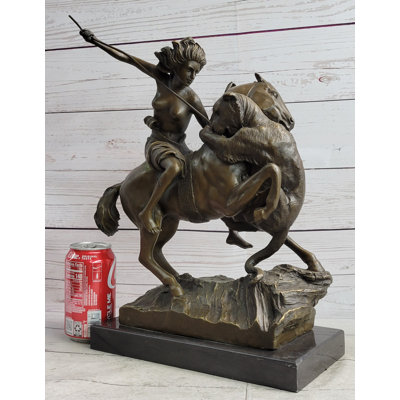 Nude Mounted Amazon Attacked by a Panther by Karl Kiss Bronze Sculpture Statue
