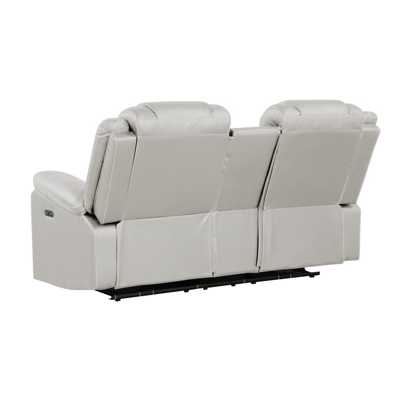 Challenger Modern Contemporary LED Power Recliner Loveseat With Console, Beige