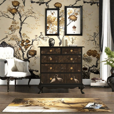 Armoire de rangement à cinq tiroirs en noyer