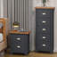 Lois 5 Drawer Narrow Chest Tallboy, Midnight Blue