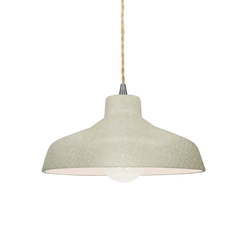 Gela 1 - Light Dome Pendant, Brushed Nickel, 5.75" H x 11.5" W x 11.5" D, Celadon Green Crackle