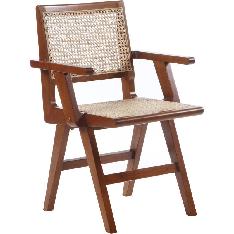 Preston Preston Dining Arm Chair, Set Of 2, Walnut Natural Cane, Walnut