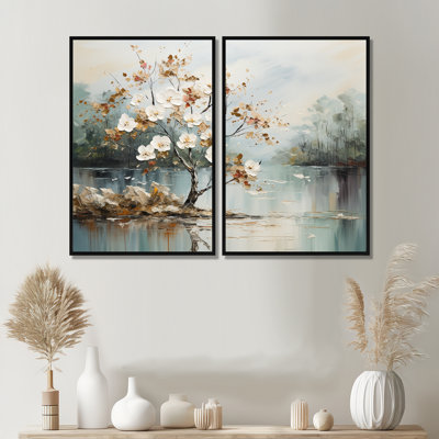 Art japonais sur toile, "Japanese River Forest"