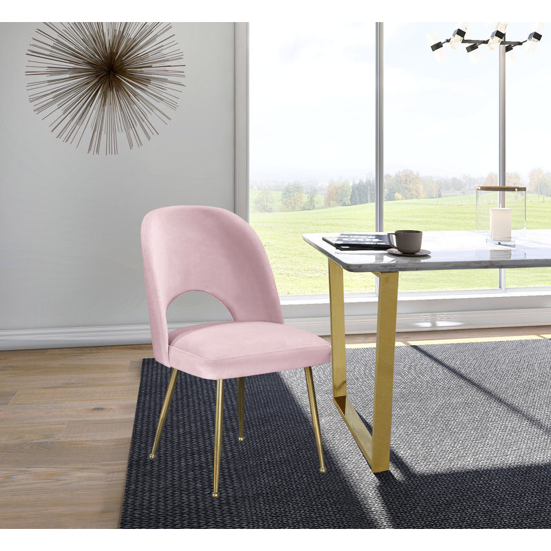 Parnell 19.5'' H Velvet Upholstered Side Chair, Pink Velvet