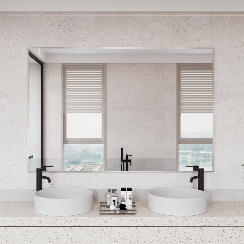Miroir d'appoint Lesamuel, Nickel brossé, Rectangulaire, 40 po x 60 po