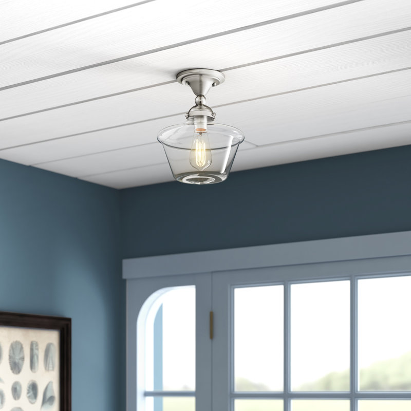 Lassell Glass Semi Flush Mount, Polished Nickel