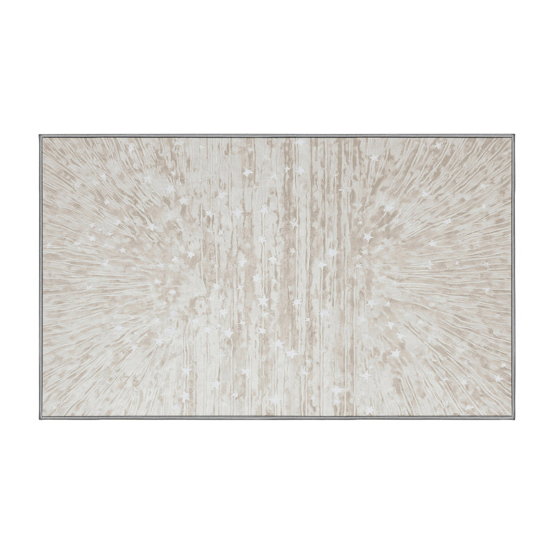 Machine Washable Gray Area Rug, Rectangle 7' x 9'