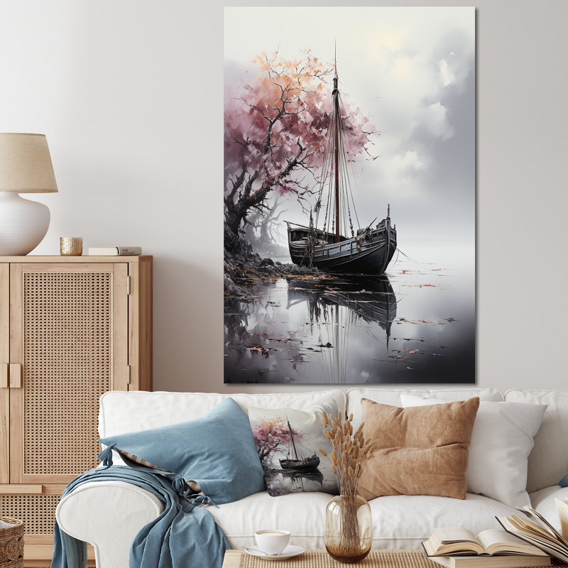 Mystic Pirate Boat Voyage III - Bateau côtier, art mural, Toile tendue, H 60 po x l 40 po x P 1,5 po