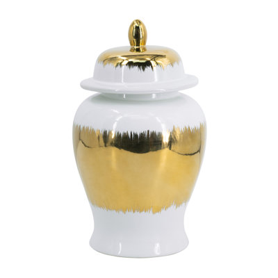 Ginger Jar - Gold/White