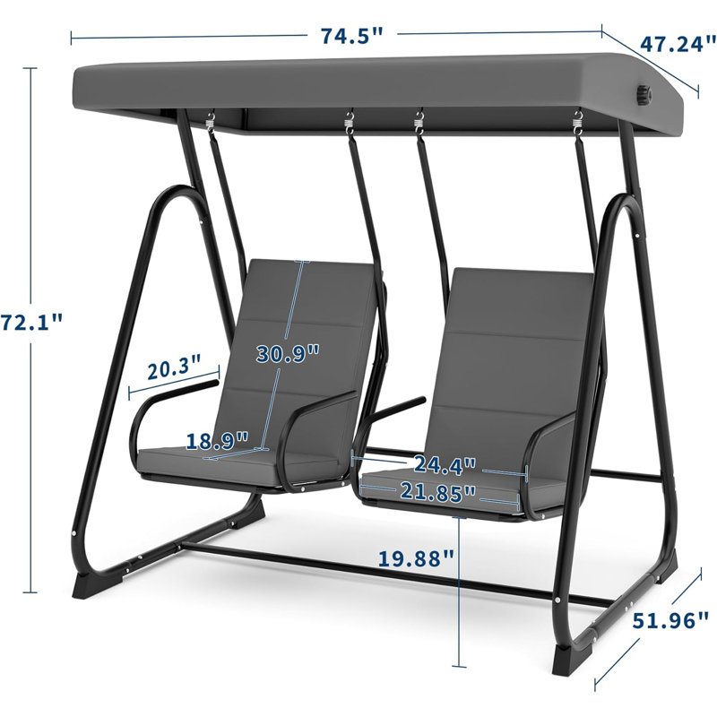 2 Person Porch Swing with Canopy