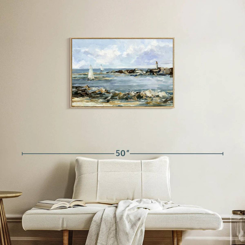 Côte rocheuse I, Cadre flottant en bois naturel, 31 po x 21 po