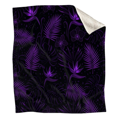 Purple Tropical Leaves Blankets