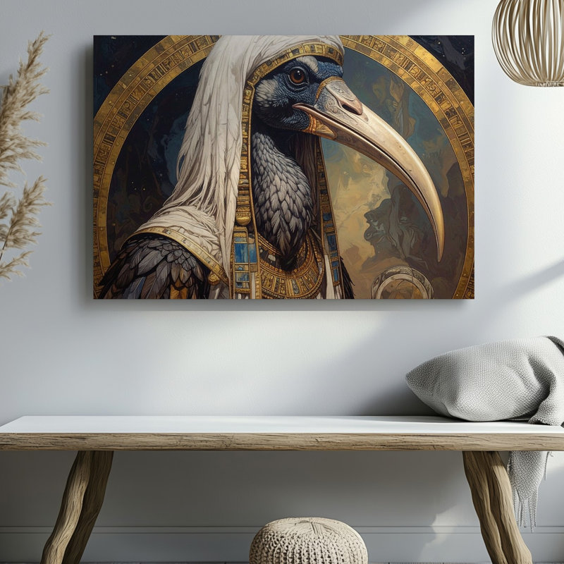 Art mural sur toile, le dieu égyptien réaliste de la sagesse Thoth The Divine Scribe, H 11 po x l 14 po