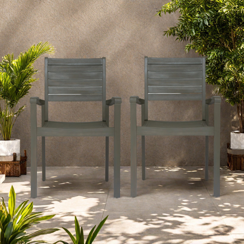 Chaises de salle à manger d'extérieur, Gris, Gris