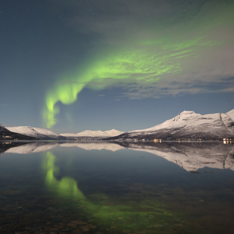 Aurora Reflection Square by Rainbowjoe - Wrapped Canvas Print, 122cm H x 122cm W x 3.8cm D