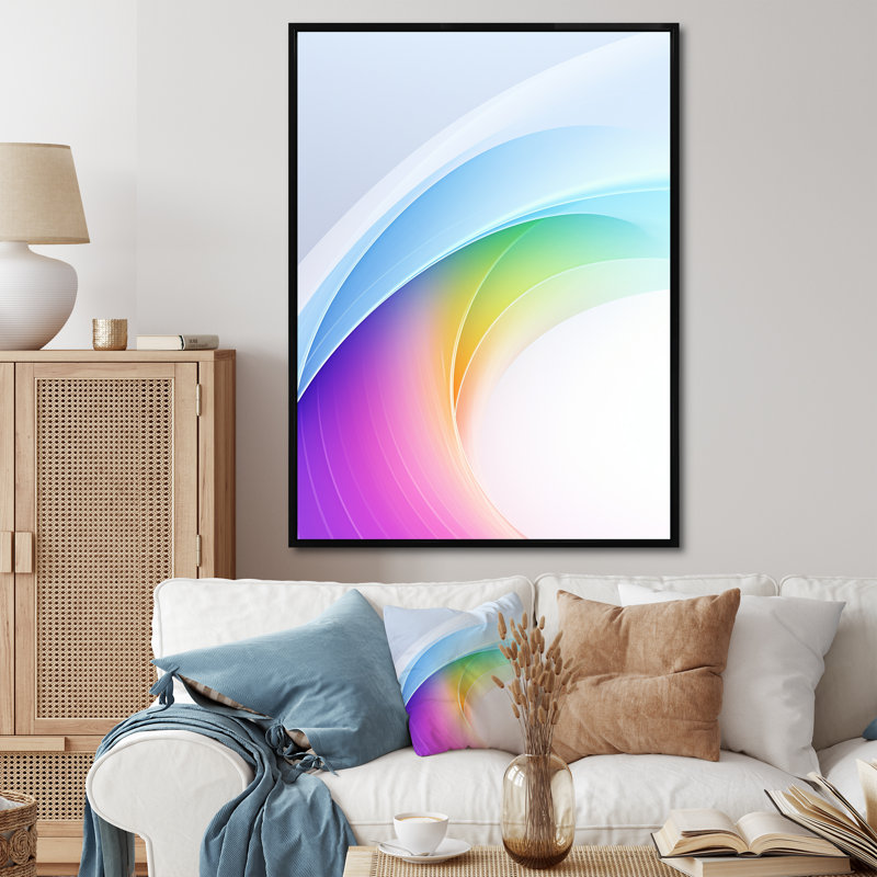 Rainbow Whispering Spectrum - formes abstraites, art mural sur toile, H 32 po x l 24 po x P 1 po, Cadre flottant noir
