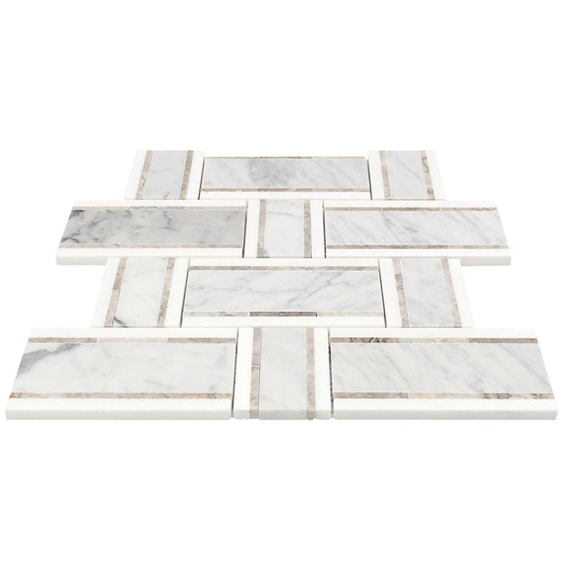 Esplanade 13x13 Polished Thassos Marble Mosaic Tile