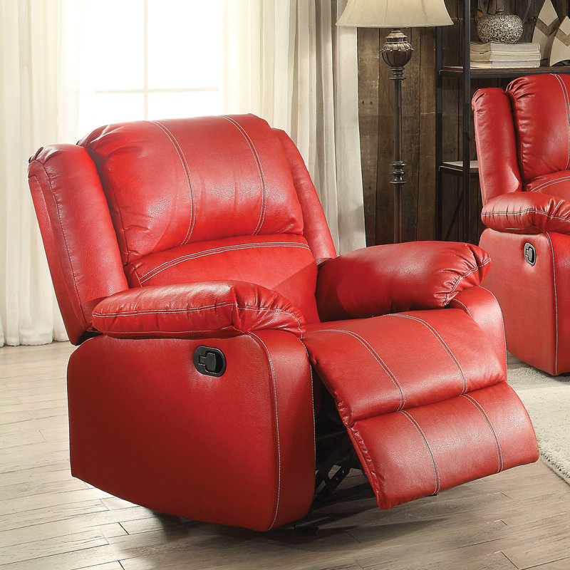 Fauteuil inclinable rembourré motorisé Hagar, Rouge, Manuel