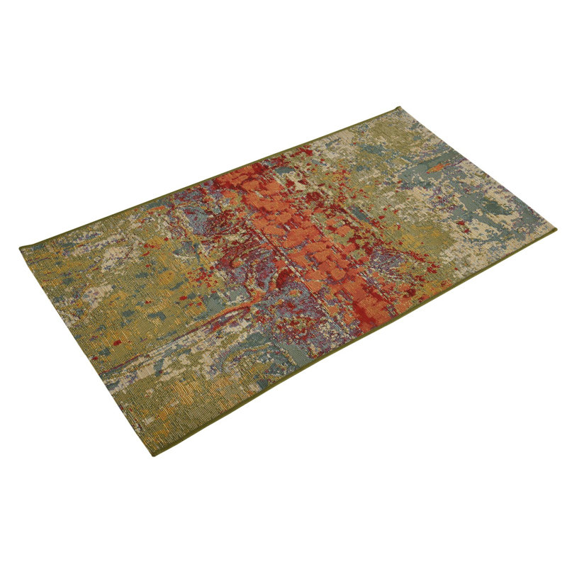 Outdoor Iris Area Rug Moss Color, Runner 2'7" x 10'