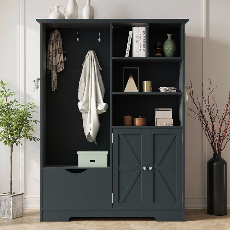 Banc de vestibule multifonctionnel avec rangement Timeless, Bleu antique