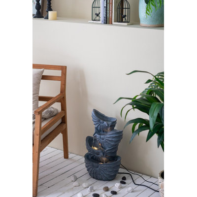 Fontaine décorative à 4 niveaux Nautilus Shell - 13,4 po x 9,4 po x 21,5 po - Bleu