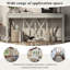 Console U_Style en placage en acacia de 60 po avec 4 tiroirs spacieux, table d'entrée de style moderne Crisscross avec rangement ouvert au bas, canapé de style campagnard pour le salon, la cuisine, la salle à manger et le couloir-1744329511