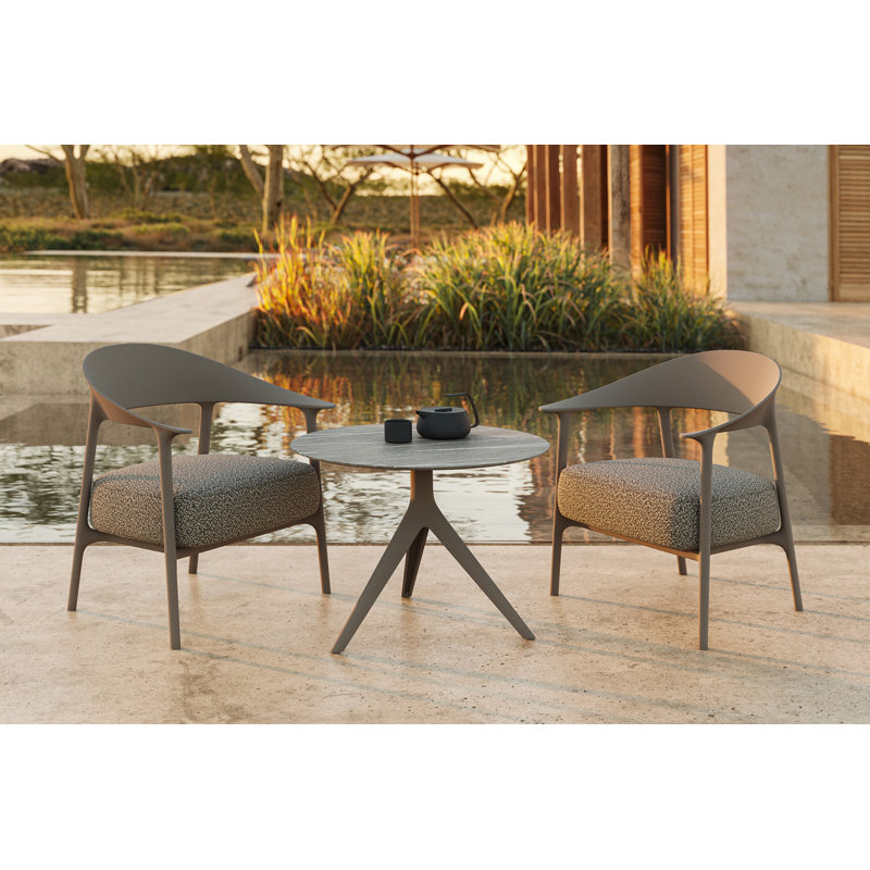 Africa Upholsetered Low Armchair, Fisterra Tortora 10135 Cushion/Tortora Frame
