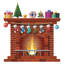 Christmas Fireplace Wall Stickers,Holiday Graphics Self-Adhesive,Window Decal