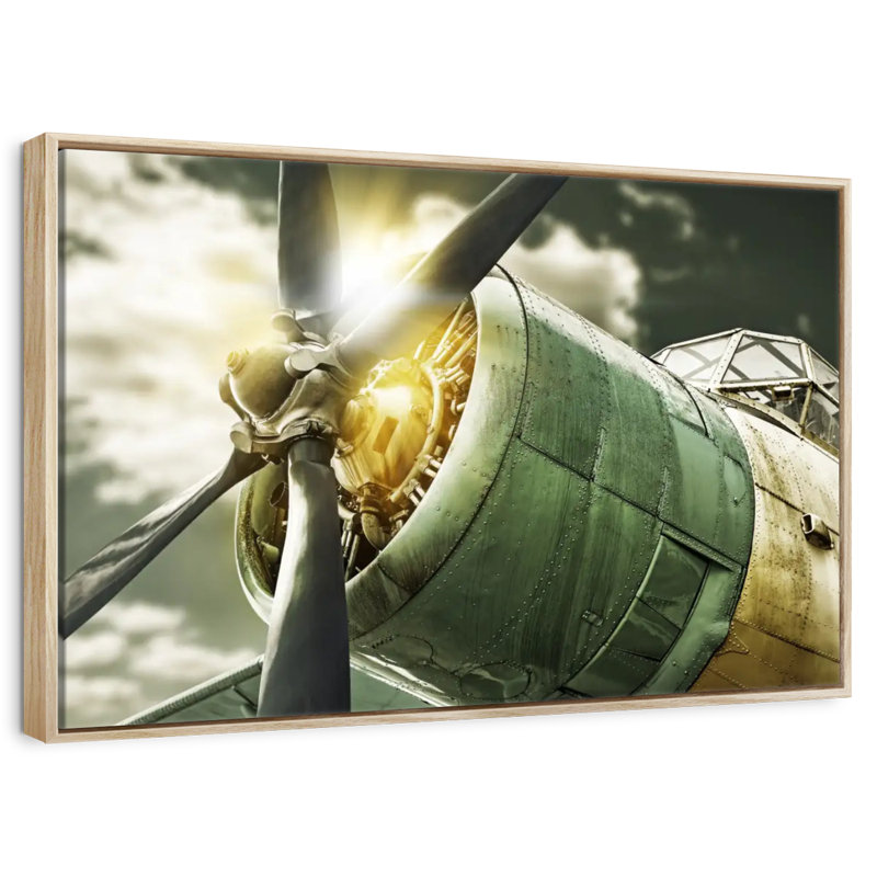 Vue du ciel de l'ancien avion, Cadre flottant en bois naturel, 43 po x 29 po