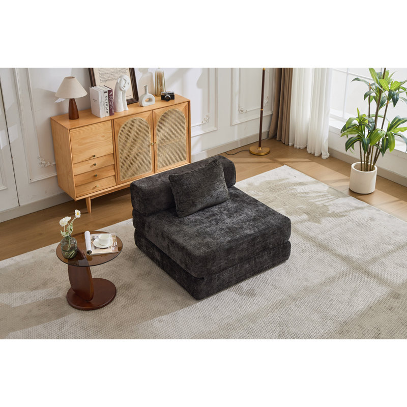 Fauteuil convertible Chenille, Noir