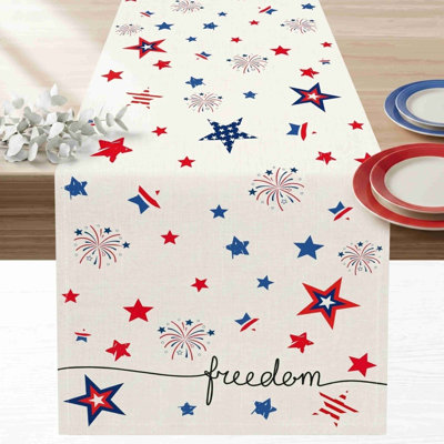 4th Of July Decorative Tablecloth And Table Runner Independence Day Patriotic Table Linen Set Dining Table Home Decoration