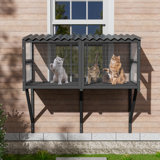 Cat Catio,Cat Window Perch for Large Indoor Cats - Expandable Wooden Cat Window Box Enclosure for Multi Cats,