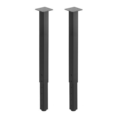 Pieds de table réglables, pieds de meubles carrés en acier de 24 à 40 po, capacité de charge maximale de 1 200 lb, installation rapide, idéal pour le bureau à domicile, bricolage, tables basses, bancs de travail, noir