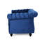 Fauteuil élégant à accoudoirs roulés en velours bleu marine classique avec bordure cloutée et capitonnage profond