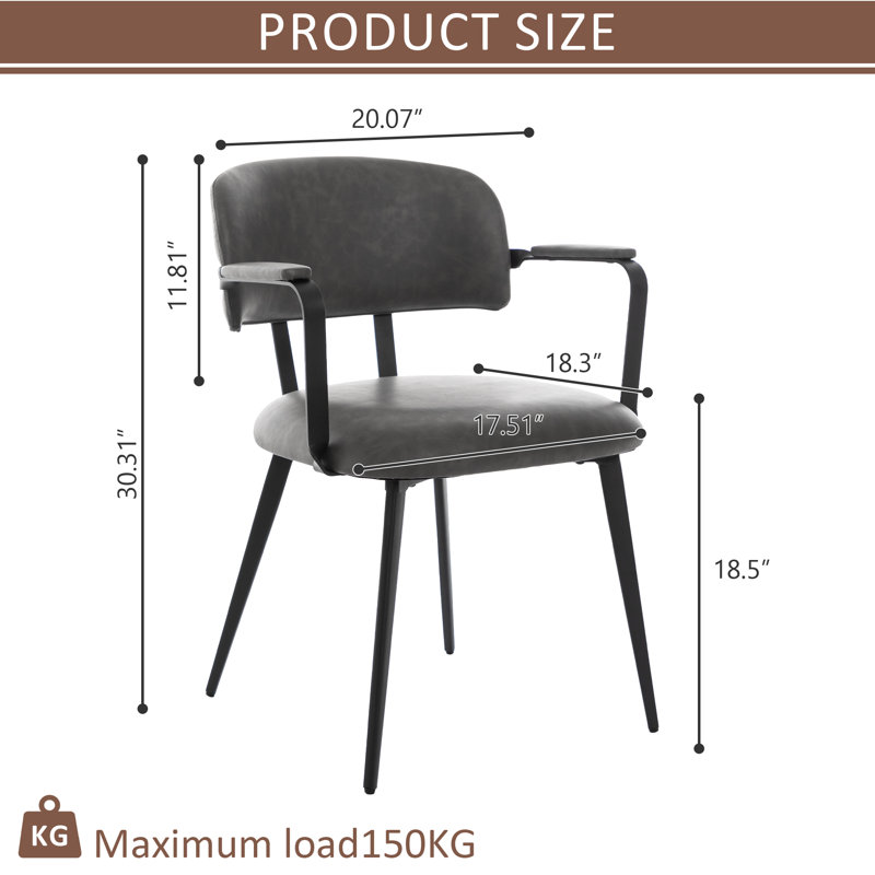 47cm H Upholstered Metal Armchair, Black