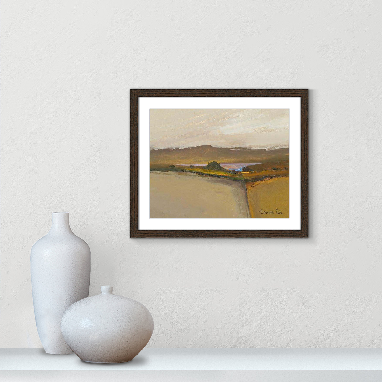 Heaven and Earth IV Print, 16" H x 19" W x 0.75" D, Walnut Framed