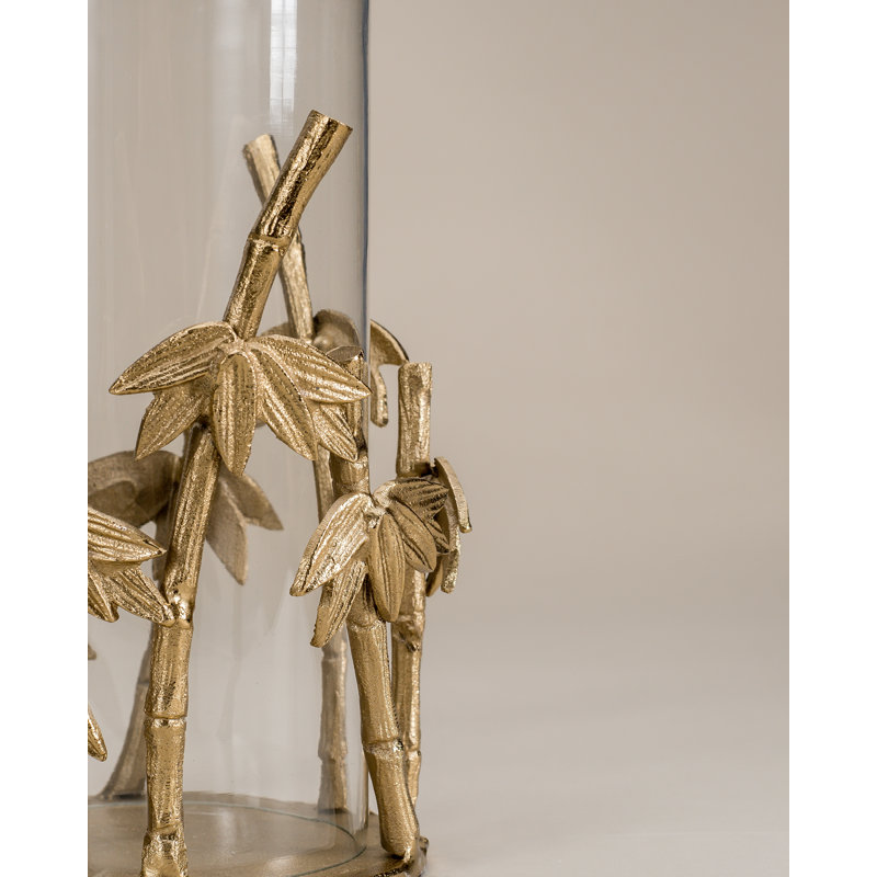 Glass Tabletop Hurricane, Gold