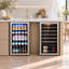 Cave à vin et réfrigérateur à boissons combinés, 28 bouteilles, 105 canettes, pose libre, double zone, porte réversible, éclairage DEL 3 couleurs, étagères réglables (2 unités)
