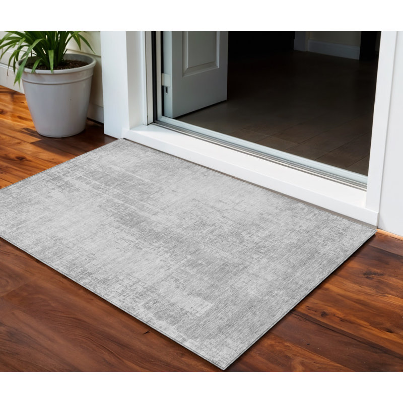 Tapis intérieur gris lavable abstrait 3 pi x 5 pi