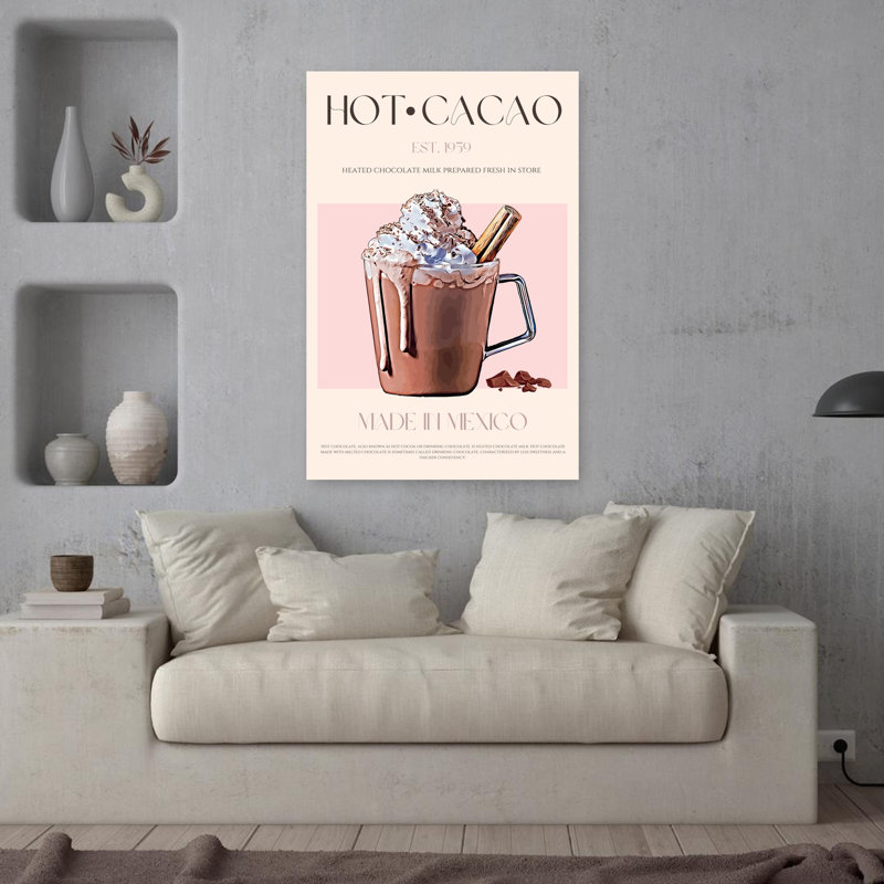 Art mural contemporain Sweet Hot Cacao, H 36 po x l 24 po